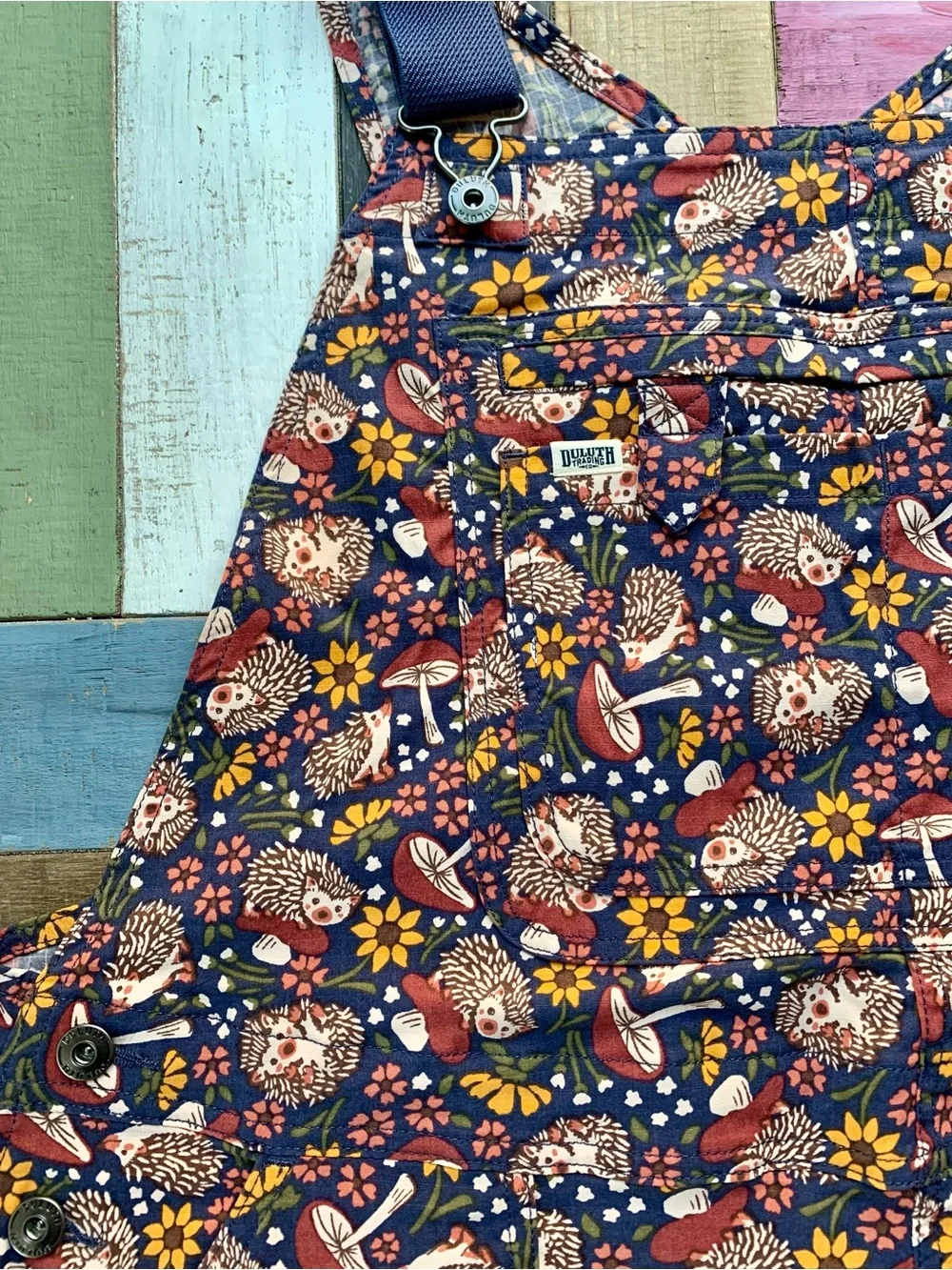 NWT Duluth XXL x31” Heirloom Gardening Bib Overalls Dusk Blue Fall Hedgehog Bibs - Picture 4 of 8